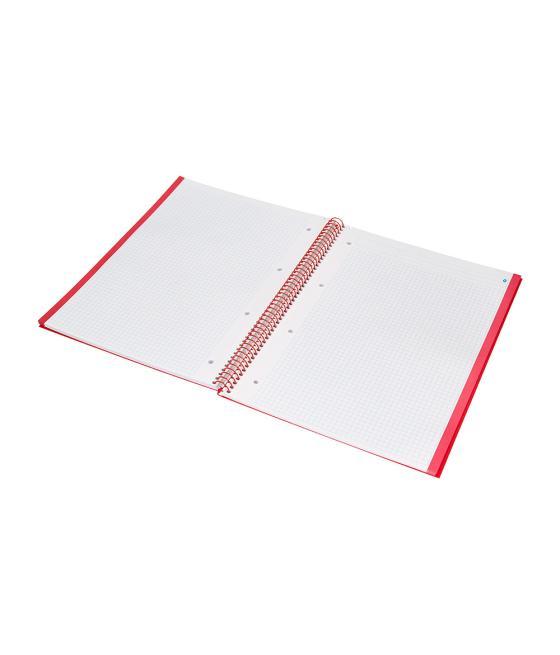 Cuaderno espiral navigator a4 micro tapa forrada 80h 80gr cuadro 5mm 1 banda color rojo