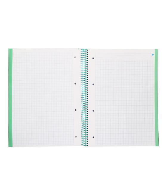 Cuaderno espiral navigator a4 micro tapa forrada 80h 80gr cuadro 5mm 1 banda color menta