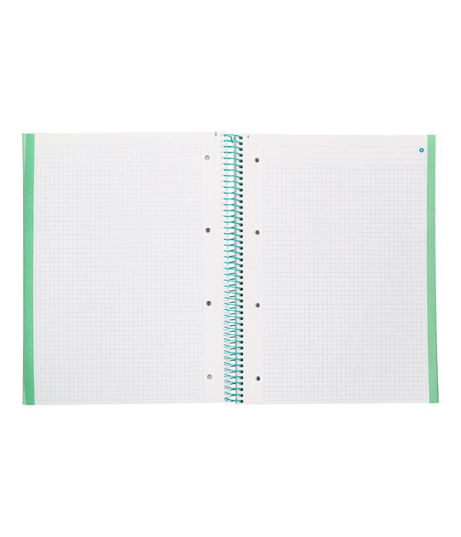 Cuaderno espiral navigator a4 micro tapa forrada 80h 80gr cuadro 5mm 1 banda color menta