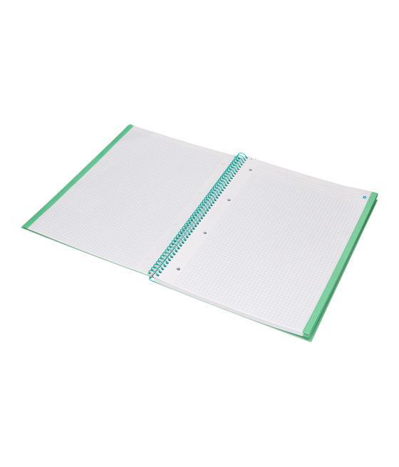 Cuaderno espiral navigator a4 micro tapa forrada 80h 80gr cuadro 5mm 1 banda color menta