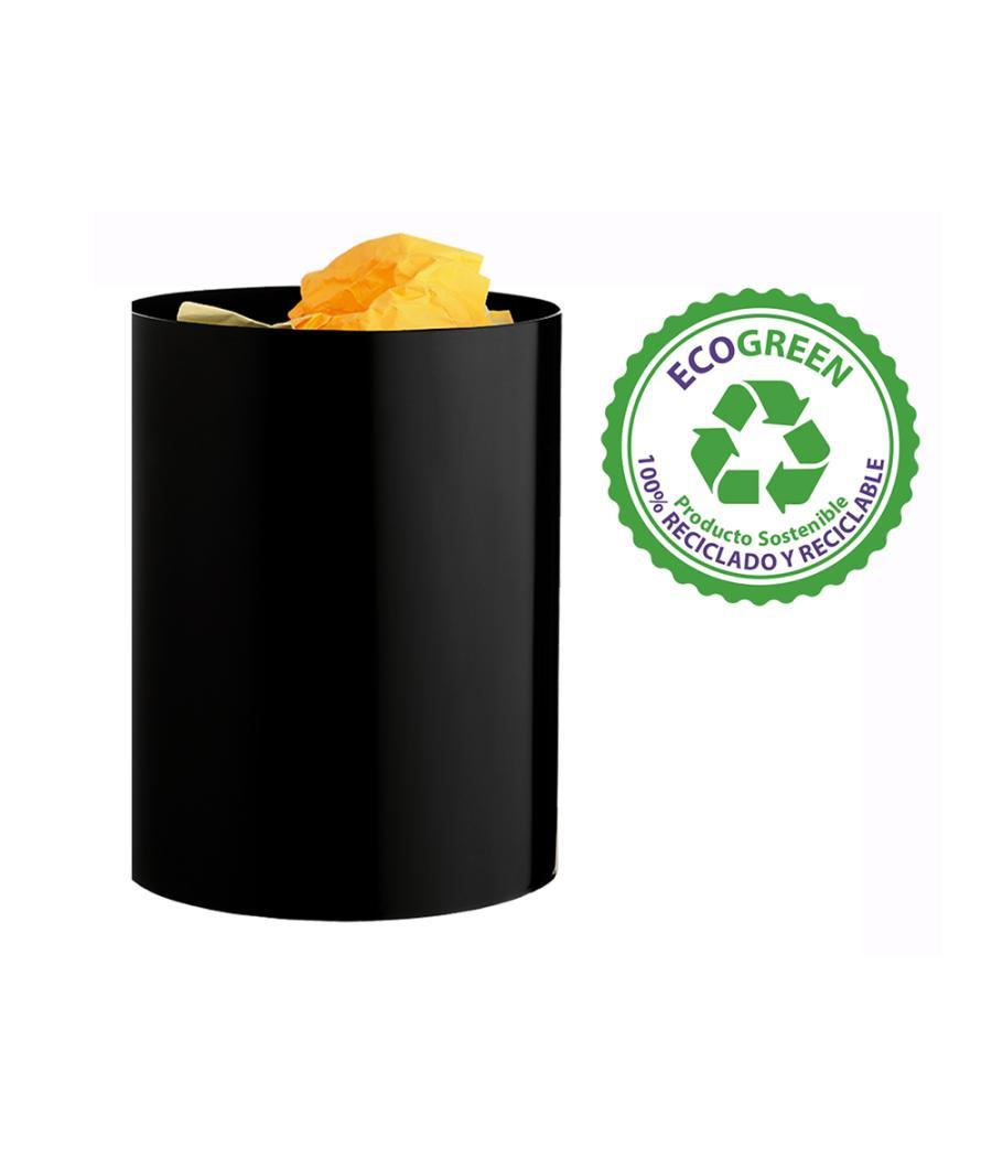 Papelera plástico archivo 2000 ecogreen 100% reciclada 18 litros color negro 260x335 mm