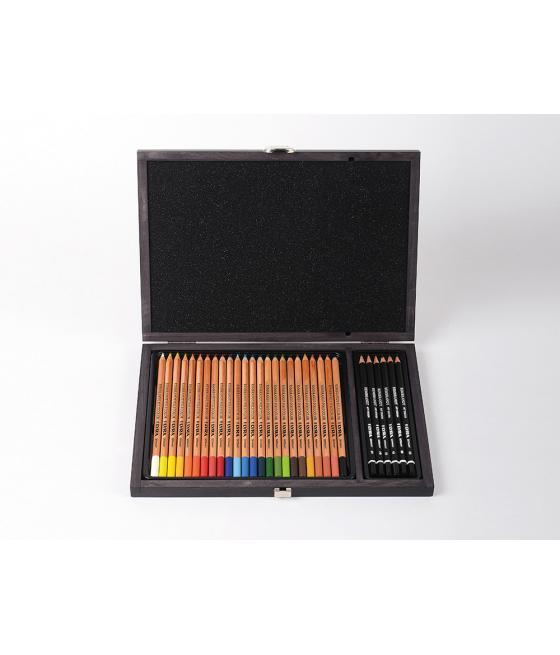 Lápices de colores lyra rembrandt polycolor 30 colores surtidos en maletin de madera