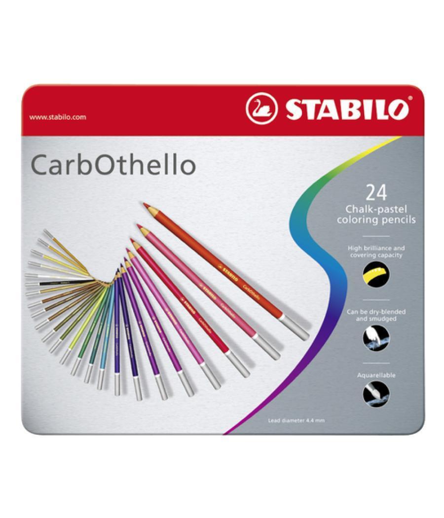 Lápices de colores stabilo acuarelables carbothello arty estuche metélico de 24 colores surtidos