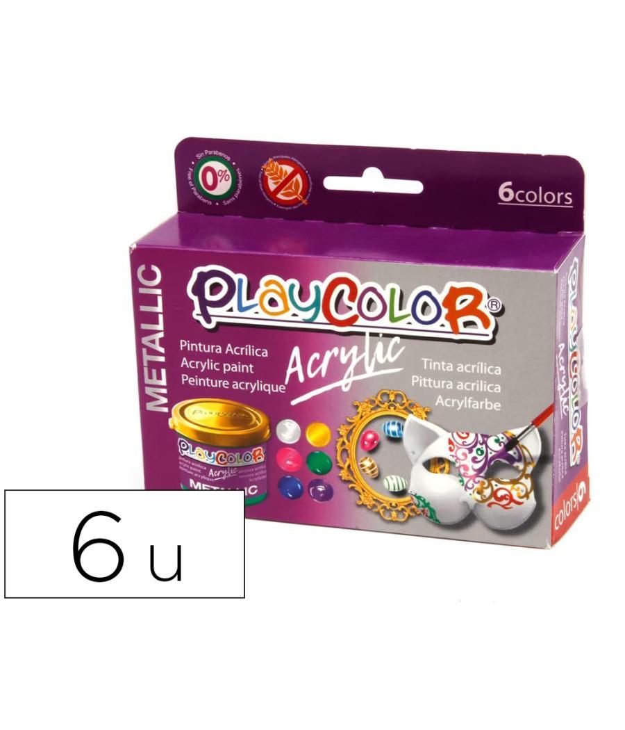 Pintura acrílica playcolor acrylic metallic 40 ml caja de 6 unidades colores surtidos