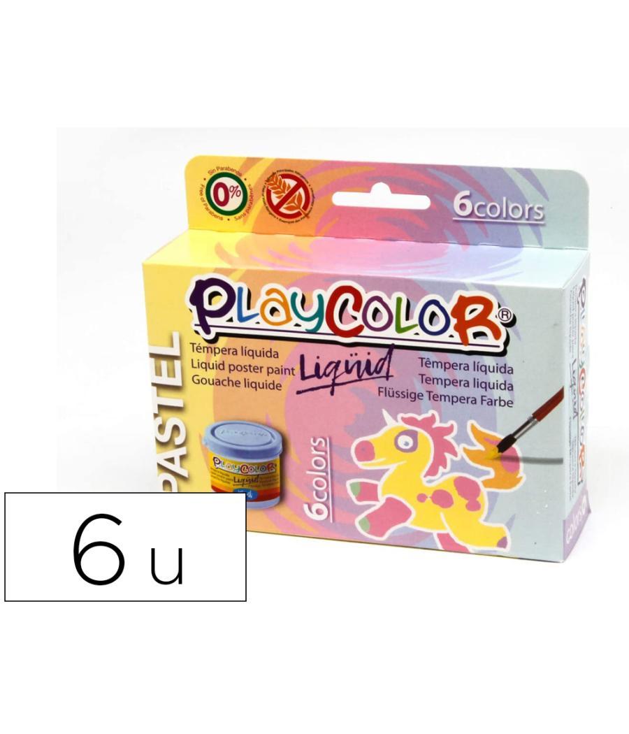 Tempera líquida playcolor liquid pastel 40 ml caja de 6 unidades colores surtidos