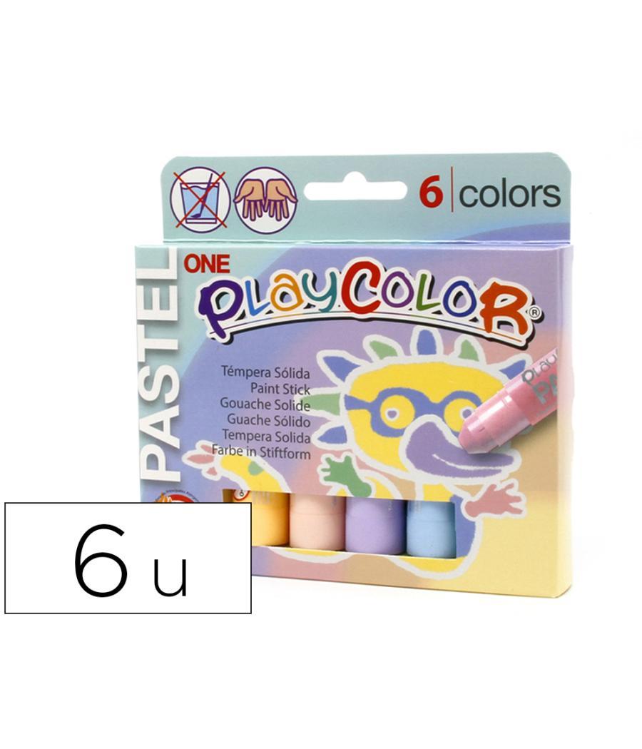 Tempera solida en barra playcolor pastel one caja de 6 unidades colores surtidos