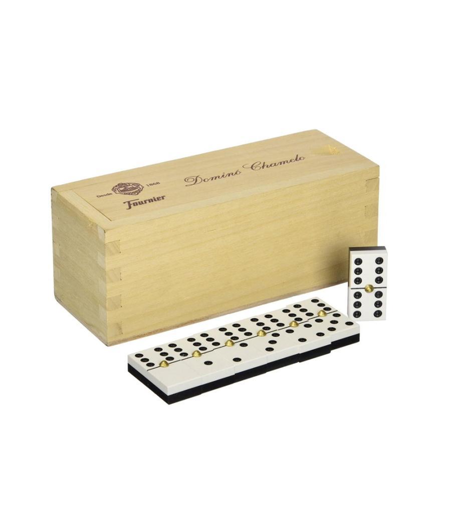 Domino chamelo fournier ficha celuloide en caja de madera