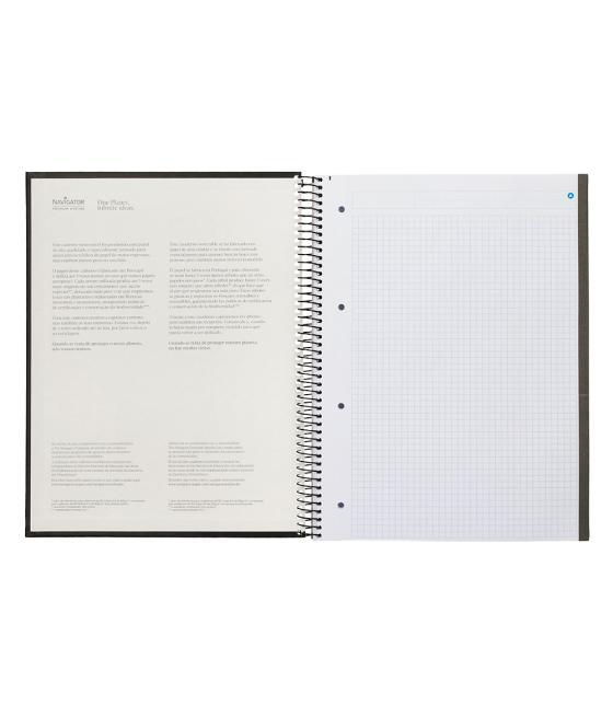 Cuaderno espiral navigator a4 micro tapa forrada 80h 80 gr cuadro 5mm 1 banda color negro