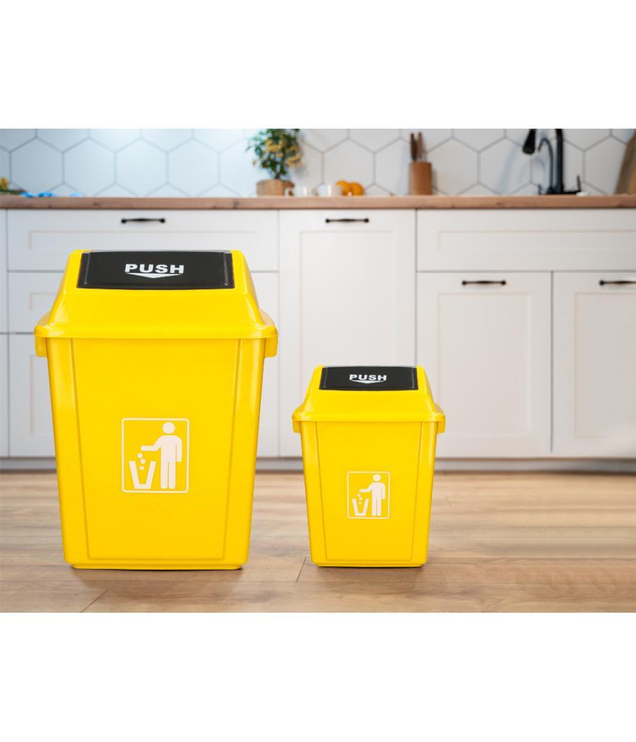 Papelera contenedor q-connect plástico con tapa de balancin 58 litros amarillo 470x330x760 mm
