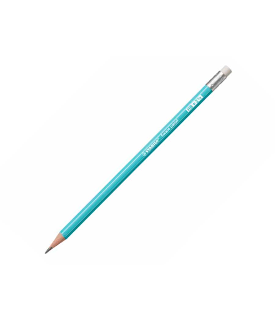 Lápices de grafito con goma stabilo swano mina 2,2 mm dureza hb azul pastel