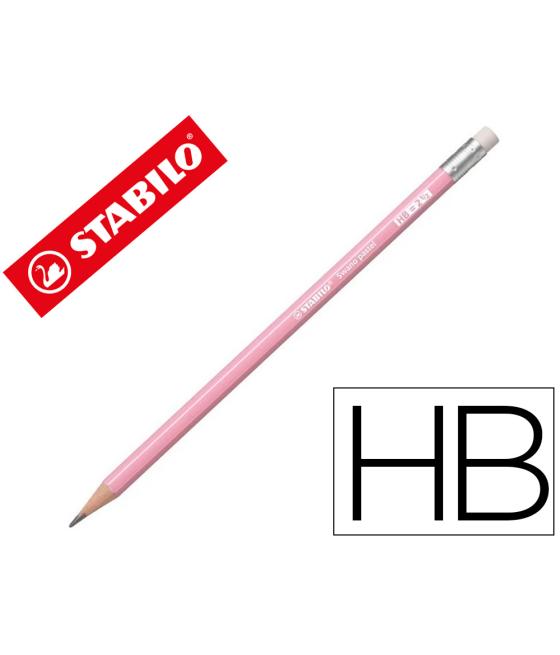 Lápices de grafito con goma stabilo swano mina 2,2 mm dureza hb rosa pastel