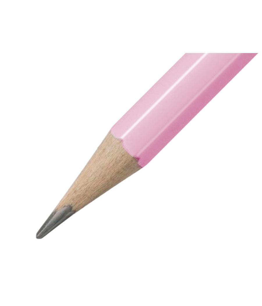 Lápices de grafito con goma stabilo swano mina 2,2 mm dureza hb rosa pastel