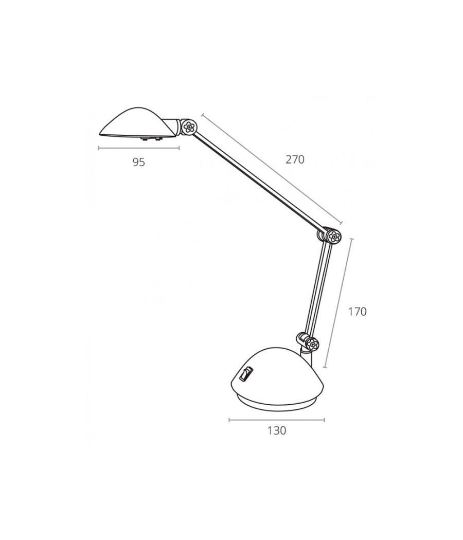 Lampara de oficina archivo 2000 con brazo doble articulado regulable en altura led 3w color plata