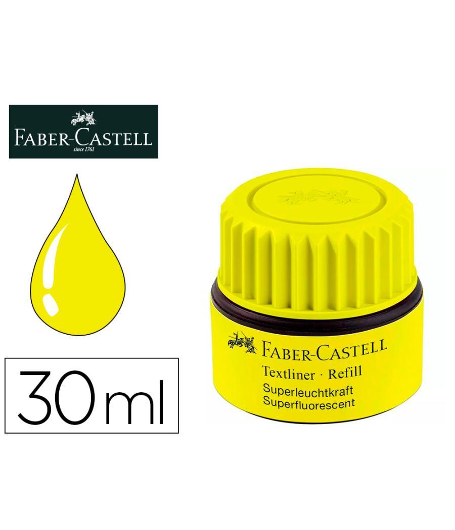 Tinta rotulador faber castell textliner fluorescente 1549 con sistema capilar color amarillo bote 30 ml