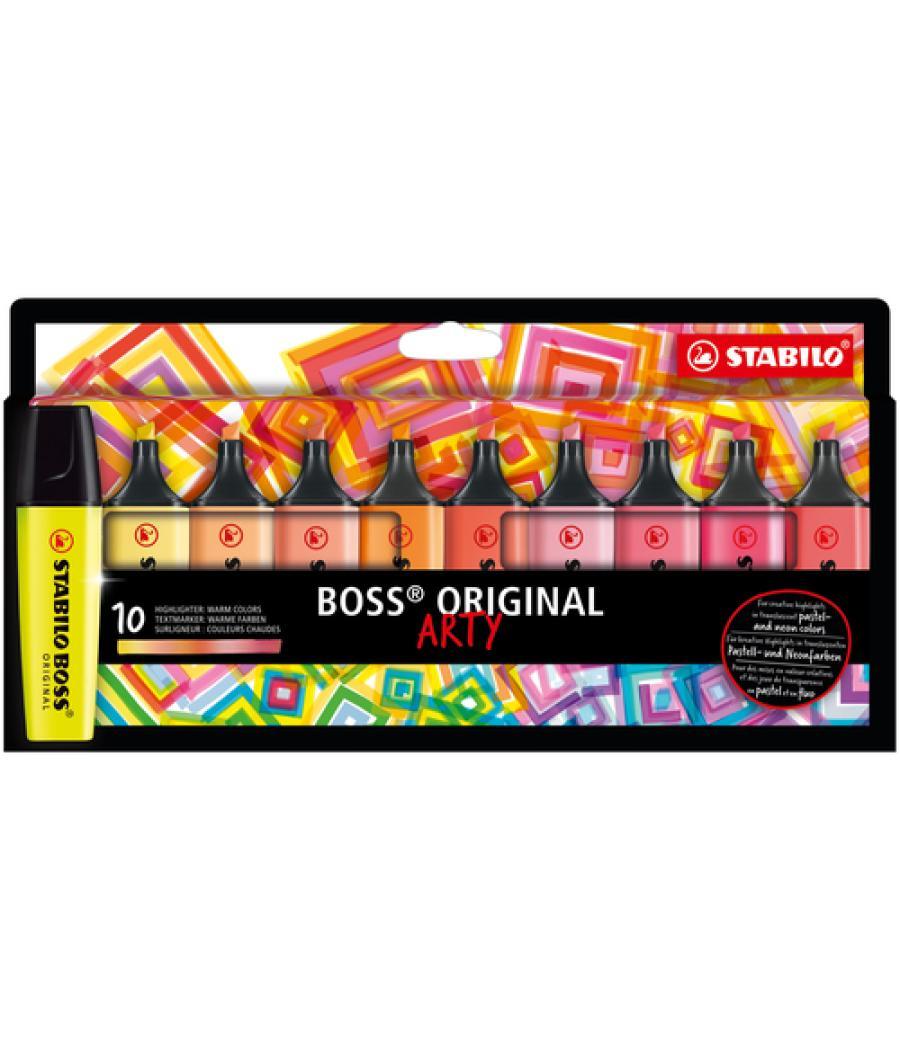 Rotulador stabilo boss fluorescente 70 arty line colores calidos estuche cartón de 10 unidades colores