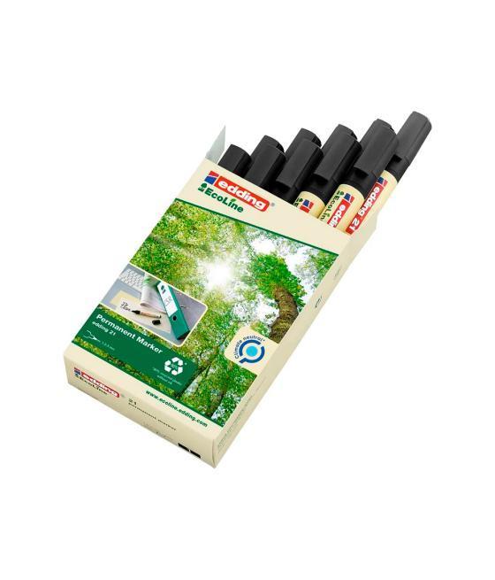 Rotulador edding 21 marcador permanente ecoline 90% reciclado color negro punta redonda 1,5-3 mm recargable