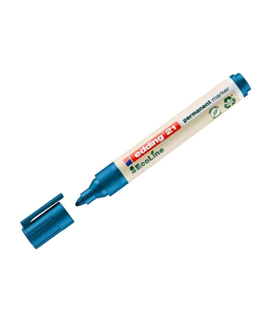 Rotulador edding 21 marcador permanente ecoline 90% reciclado color azul punta redonda 1,5-3 mm recargable