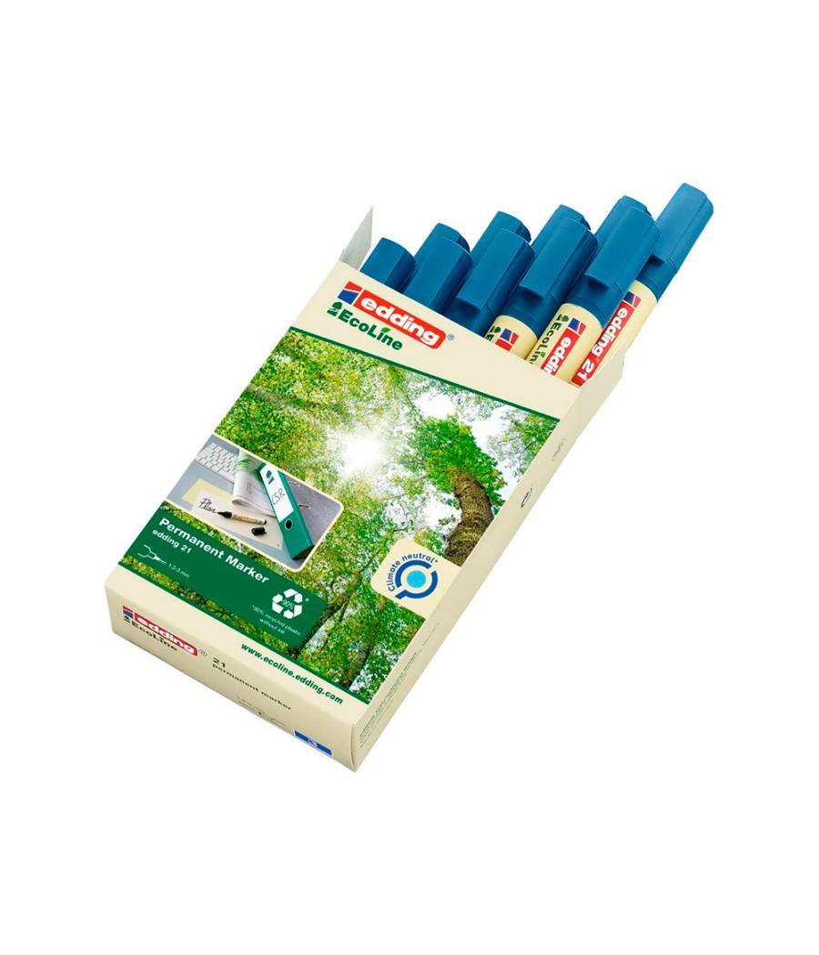 Rotulador edding 21 marcador permanente ecoline 90% reciclado color azul punta redonda 1,5-3 mm recargable