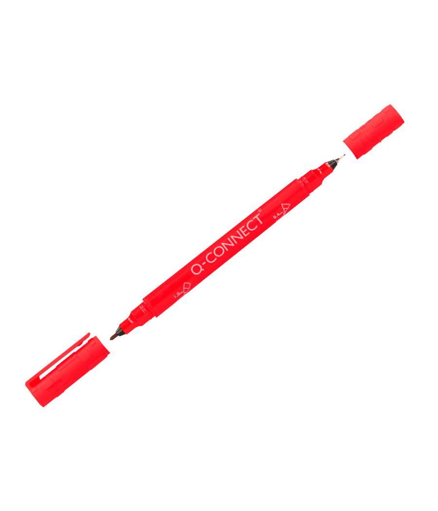 Rotulador q-connect marcador permanente doble punta color rojo 0,4 mm y 1 mm