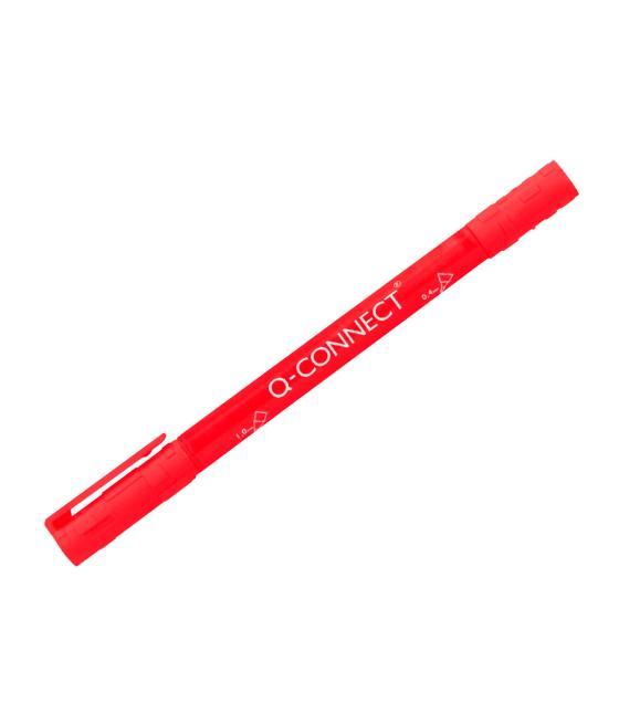 Rotulador q-connect marcador permanente doble punta color rojo 0,4 mm y 1 mm