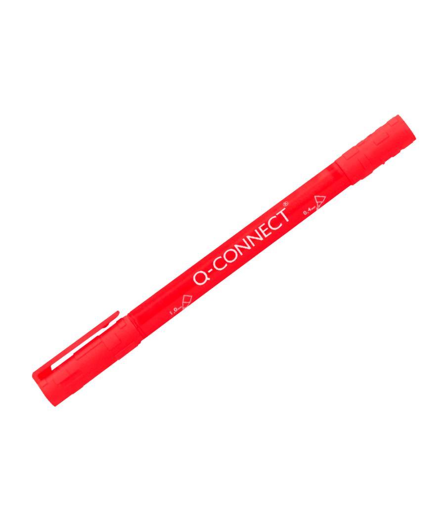 Rotulador q-connect marcador permanente doble punta color rojo 0,4 mm y 1 mm