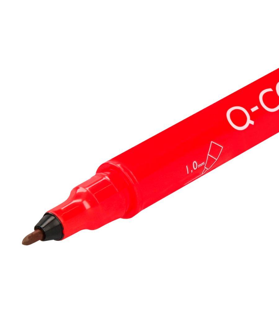 Rotulador q-connect marcador permanente doble punta color rojo 0,4 mm y 1 mm