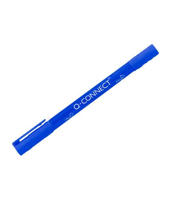 Rotulador q-connect marcador permanente doble punta color azul 0,4 mm y 1 mm