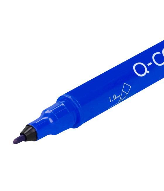 Rotulador q-connect marcador permanente doble punta color azul 0,4 mm y 1 mm