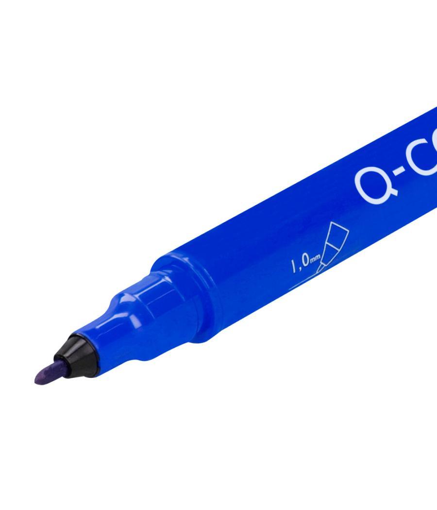 Rotulador q-connect marcador permanente doble punta color azul 0,4 mm y 1 mm