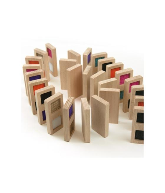 Juego didactico andreutoys domino sensorial texturas madera 28 piezas