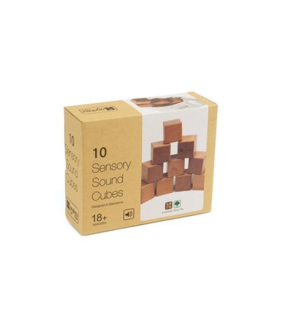 Juego didactico andreutoys 10 cubos sensoriales con sonido madera