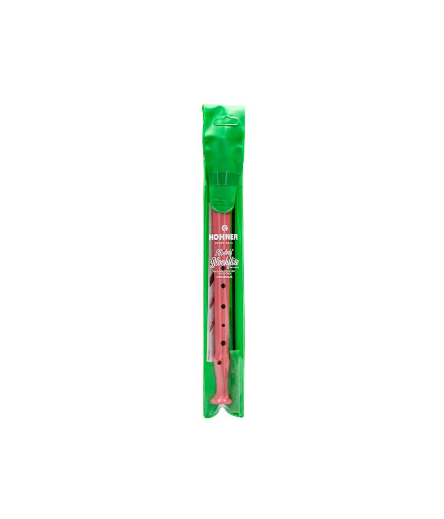 Flauta hohner 9508 color coral funda verde y transparente