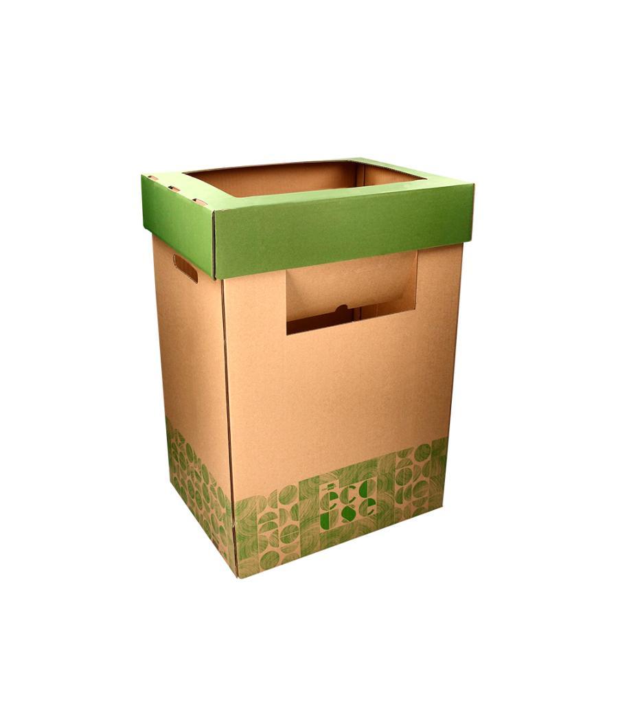 Contenedor papelera reciclaje liderpapel ecouse cartón 100% reciclado y reciclable 70 litros 450x350x650 mm
