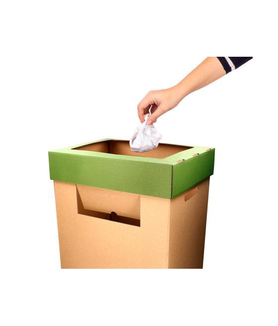 Contenedor papelera reciclaje liderpapel ecouse cartón 100% reciclado y reciclable 70 litros 450x350x650 mm