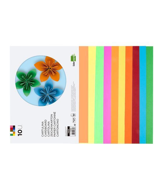 Bloc trabajos manuales liderpapel cartulina 240x315mm 10 hojas 5 colores neon + 5 colores intensos