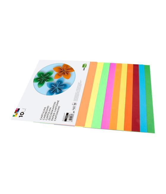 Bloc trabajos manuales liderpapel cartulina 240x315mm 10 hojas 5 colores neon + 5 colores intensos