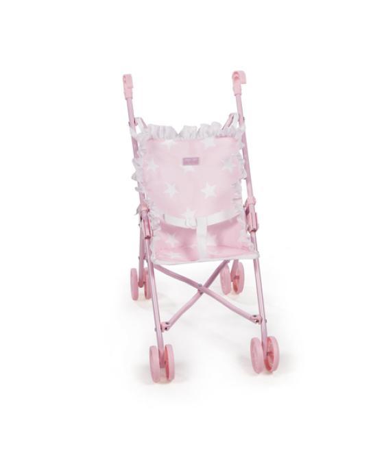 Silla pequeña de paseo para muñecas carlota color rosa 550x270x410 mm