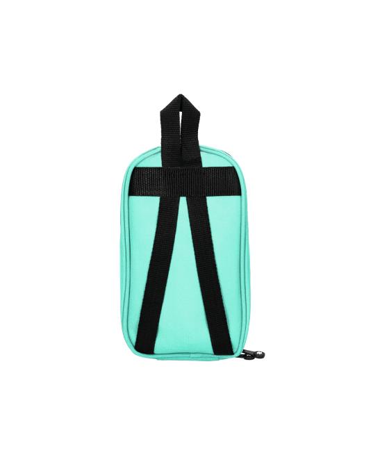 Bolso escolar portatodo antartik forma de mochila con bolsillo y 4 departamentos color menta 230x50x120 mm
