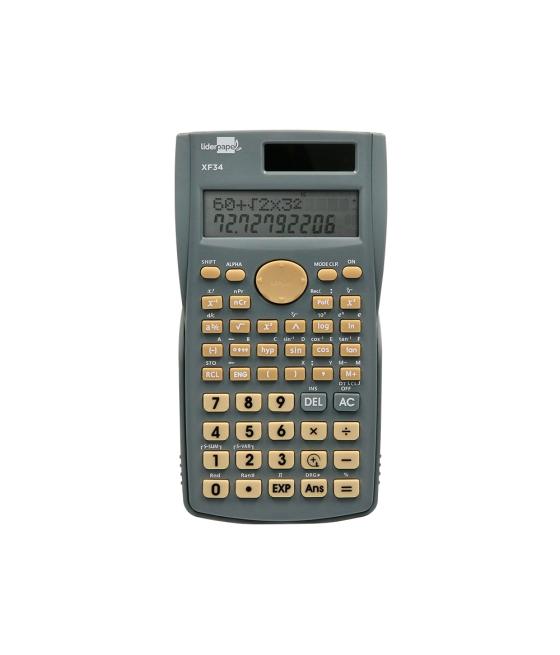 Calculadora liderpapel cientifica xf34 12 dígitos 240 funciones con tapa solar y pilas color gris 156x85x20