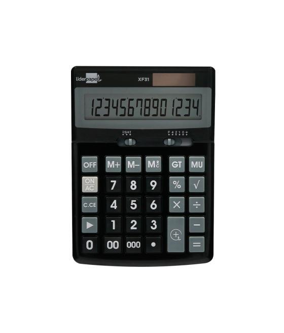 Calculadora liderpapel sobremesa xf31 14 dígitos solar y pilas color negro 170x122x35 mm