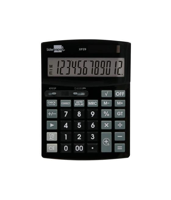 Calculadora liderpapel sobremesa xf29 12 dígitos solar y pilas color negro 190x140x30 mm