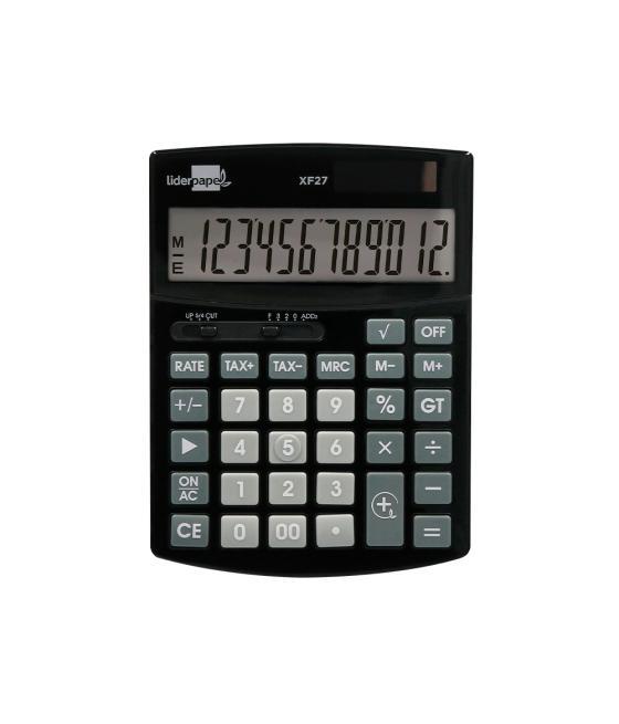 Calculadora liderpapel sobremesa xf27 12 dígitos tasas solar y pilas color negro 155x115x25 mm