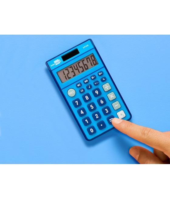 Calculadora liderpapel bolsillo xf09 8 dígitos solar y pilas color azul 115x65x8 mm