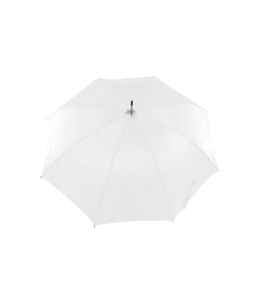 Paraguas de poliéster blanco 105 cm de diametro mango suave de madera apertura manual cierre con velcro