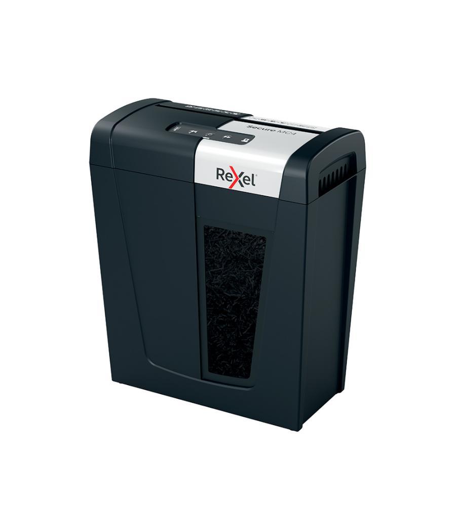 Destructora de documentos rexel secure mc4 capacidad 4 hojas micro corte destruye grapas y clips