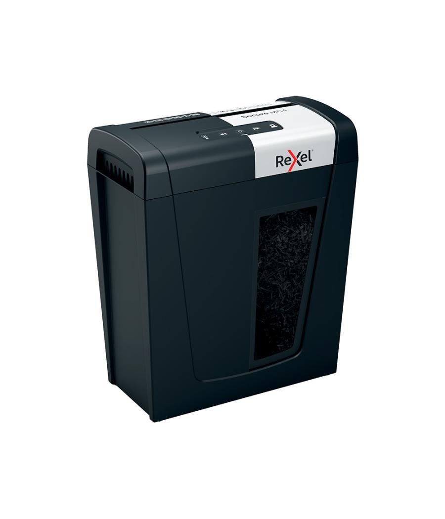Destructora de documentos rexel secure mc4 capacidad 4 hojas micro corte destruye grapas y clips