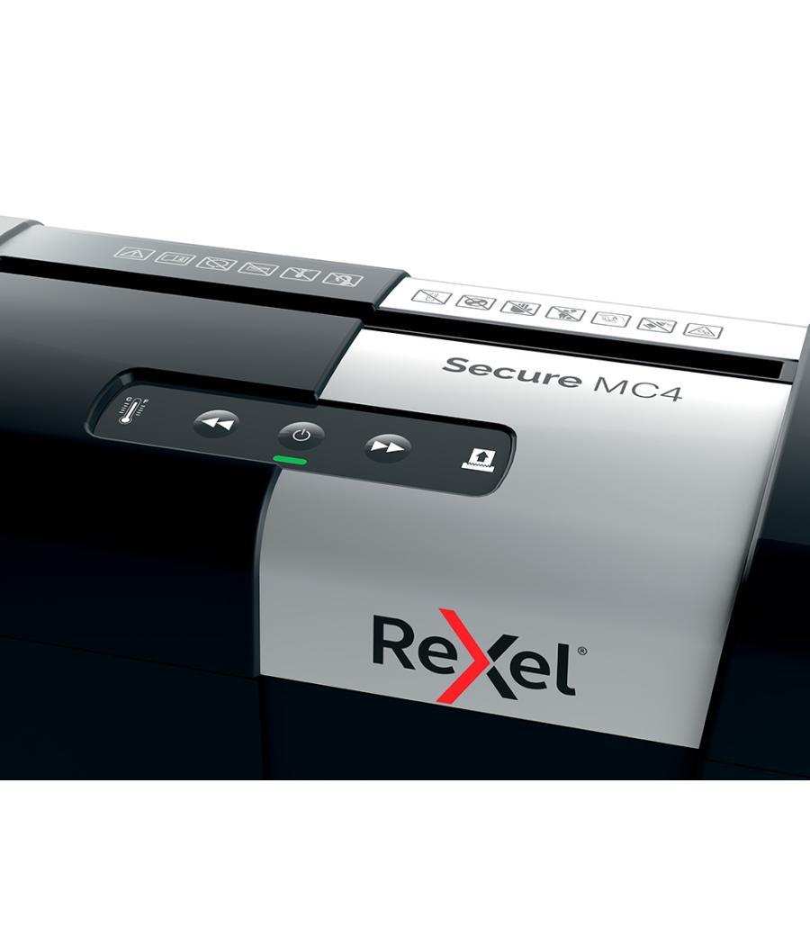 Destructora de documentos rexel secure mc4 capacidad 4 hojas micro corte destruye grapas y clips
