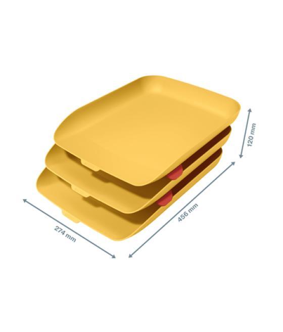 Bandeja sobremesa plástico leitz cosy set de 3 unidades amarillo 274x120x456 mm