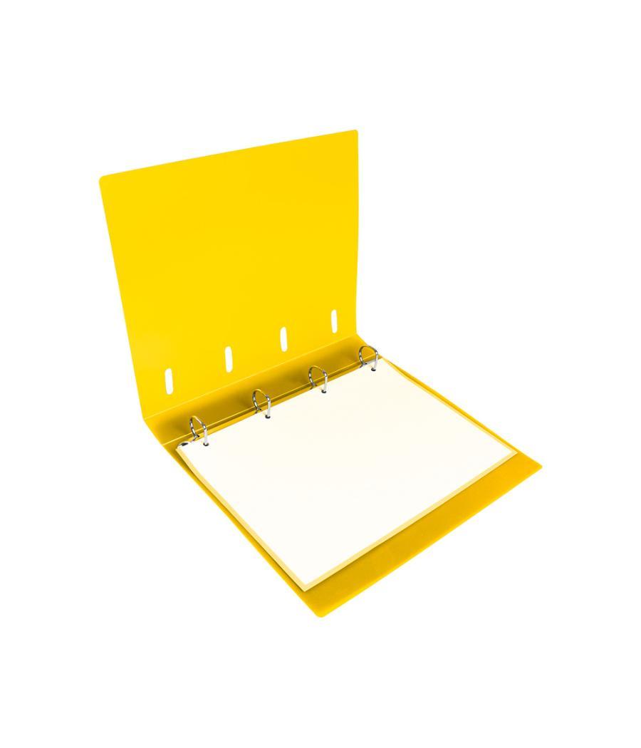 Carpeta con recambio liderpapel a4 cuadro 5mm 100 hojas 80g polipropileno 4 anillas 40mm amarillo flúor