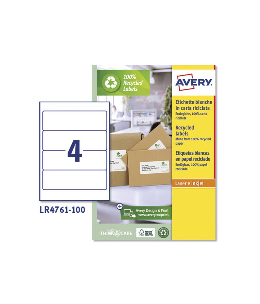 Etiqueta adhesiva avery papel blanco reciclado para archivador 192x61 mm láser pack de 400 etiquetas